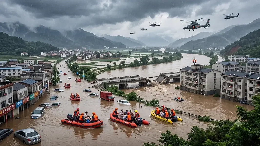 Heavy Rain and Flooding Disrupt Daily Life Across Parts of China as Emergency Response Expands