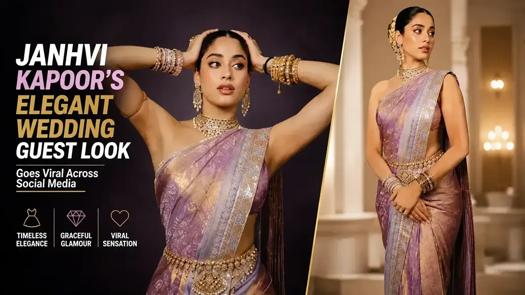 Janhvi Kapoor’s Elegant Wedding Guest Look Goes Viral Across Social Media
