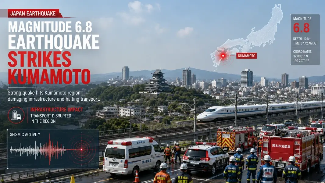 Japan Earthquake: A strong magnitude 6.8 earthquake struck the Kumamoto region of Japan, damaging local infrastructure and halting transport