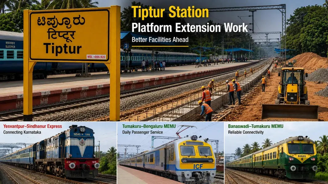 Tiptur Railway Station Platform Work: Delays to Several South Western Railway Express and MEMU Trains