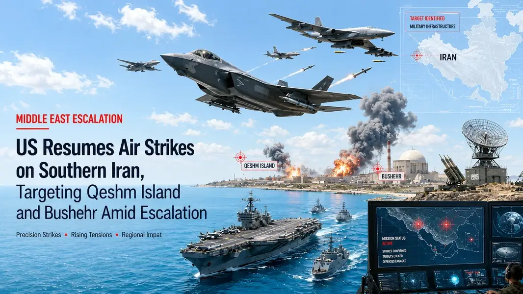 US Resumes Air Strikes on Southern Iran, Targeting Qeshm Island and Bushehr Amid Escalation